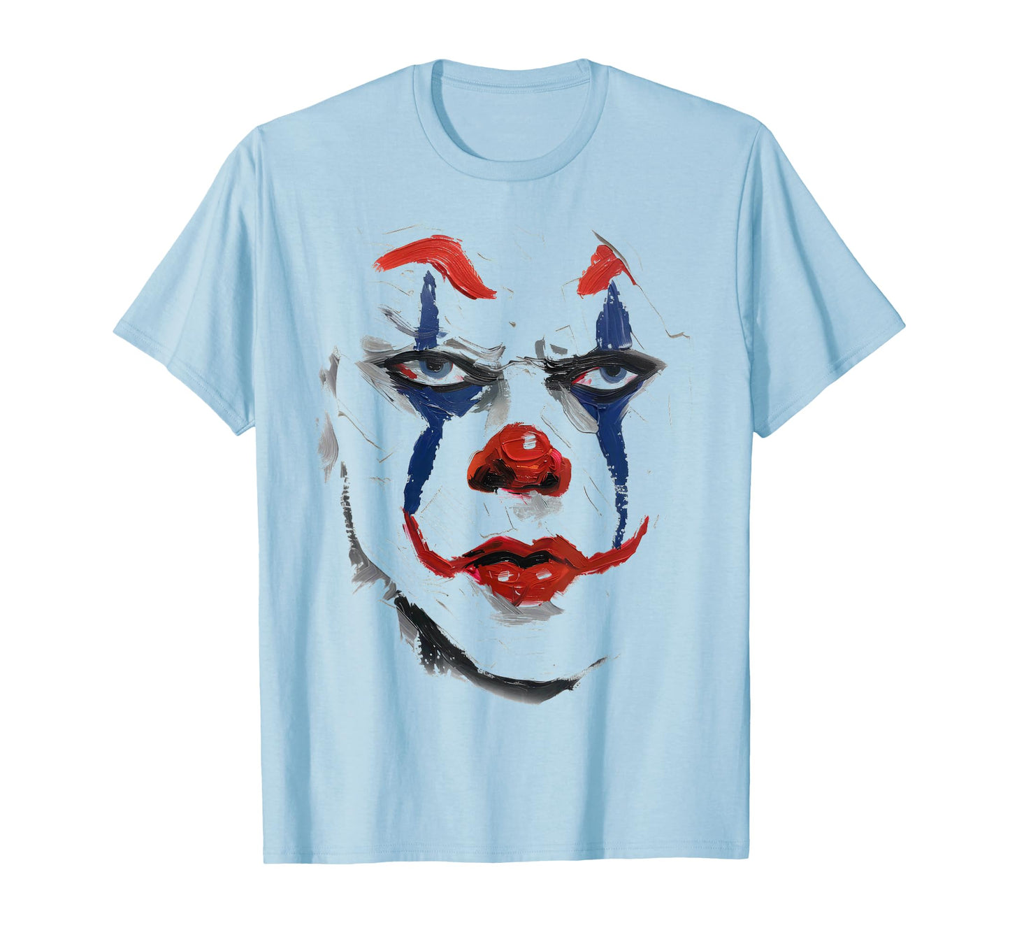 Intense Scary Painted Clown Face Red Blue Halloween T-Shirt