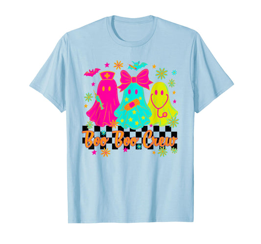 Halloween Neon Ghosts Nurse Boo Boo Crew, CNA RN NICU PICU T-Shirt