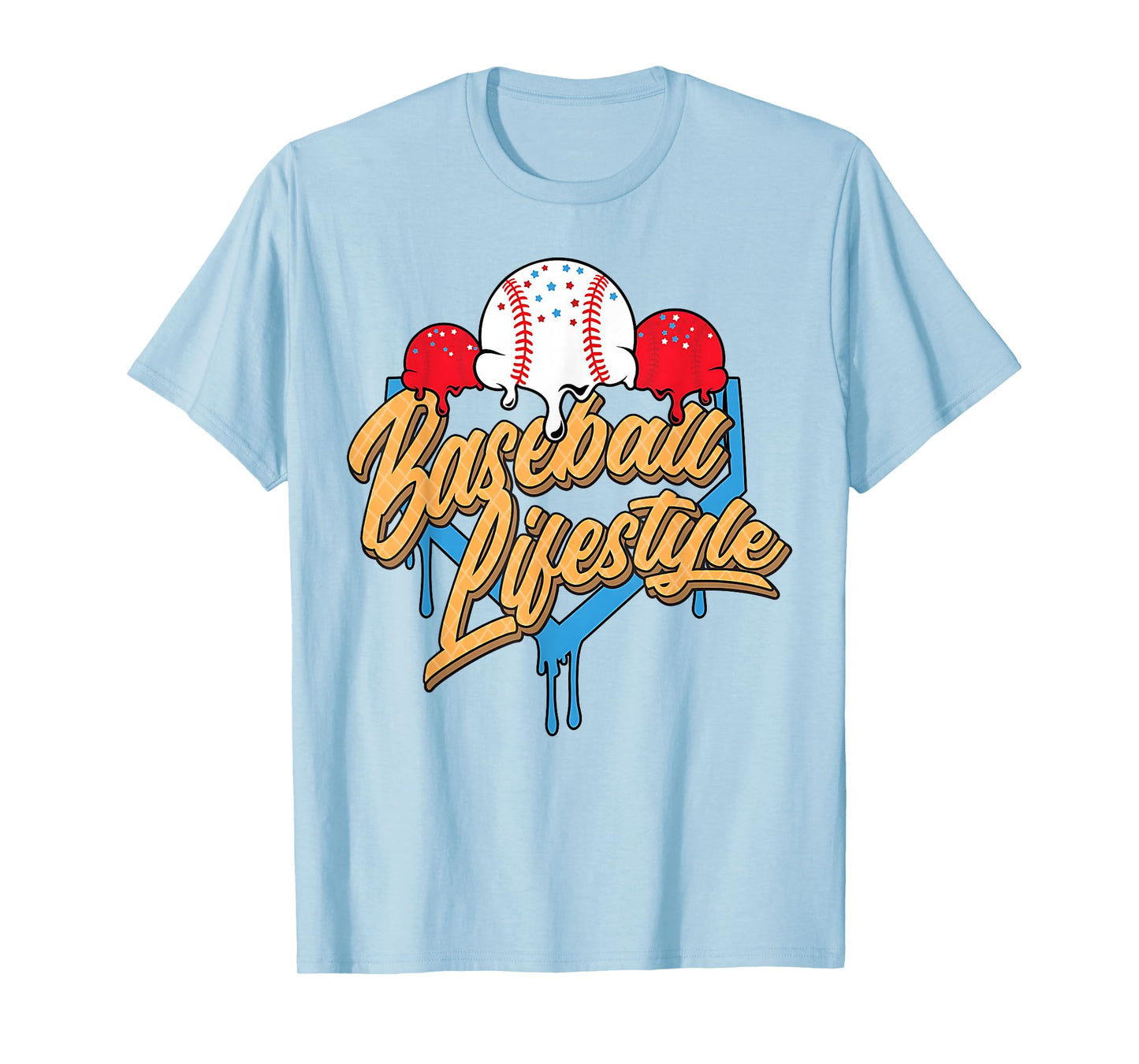 Baseball Lifestyle Home Plate Ice Cream Drip Men Boys Youth T-Shirt