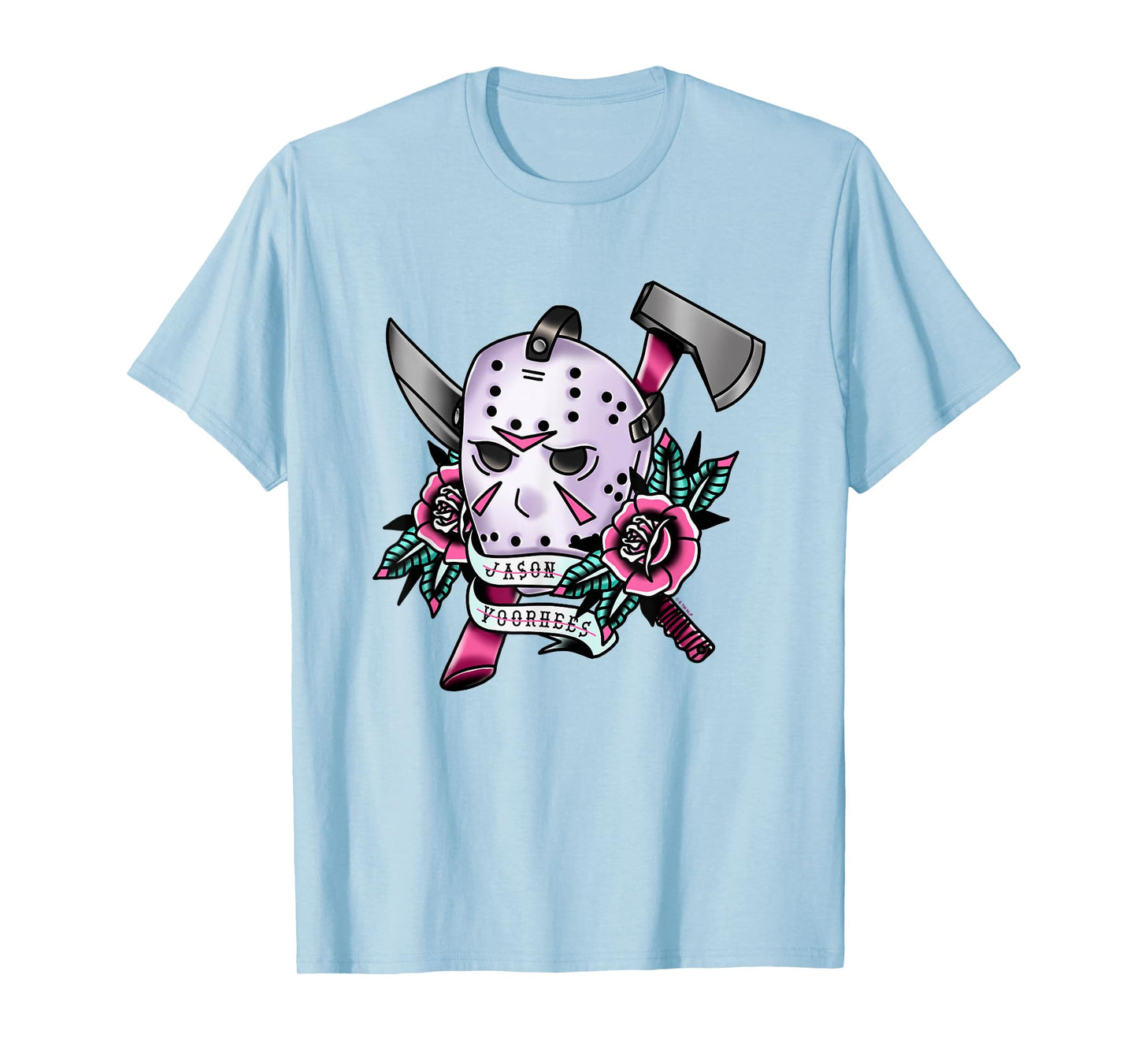 Friday The 13th Jason Voorhees Mask Tattoo Style Chest Logo T-Shirt