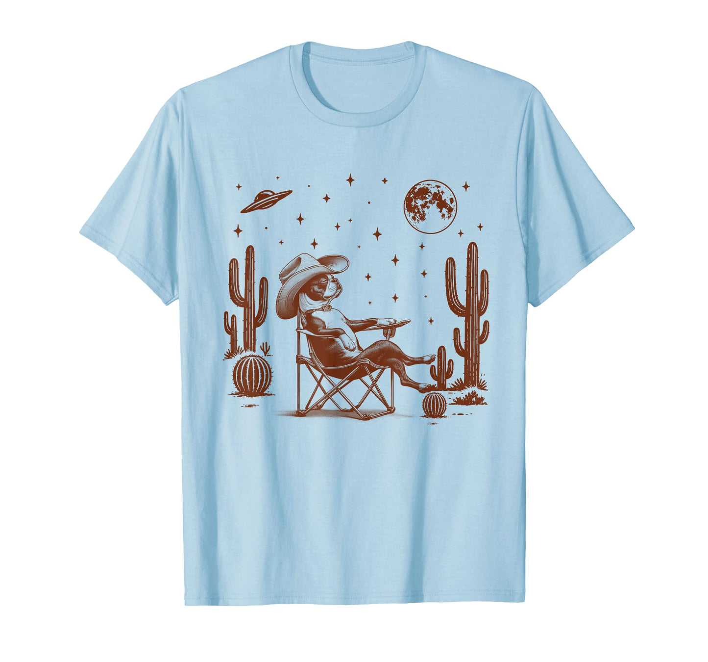 Boston Terrier Lover Dog Mom Howdy Western Life UFO Space T-Shirt