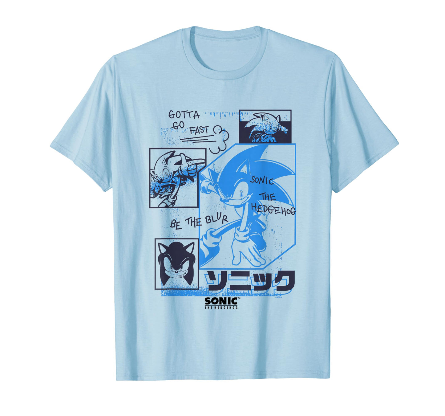 Sonic The Hedgehog Gotta Go Fast Vintage Sketch Panels T-Shirt