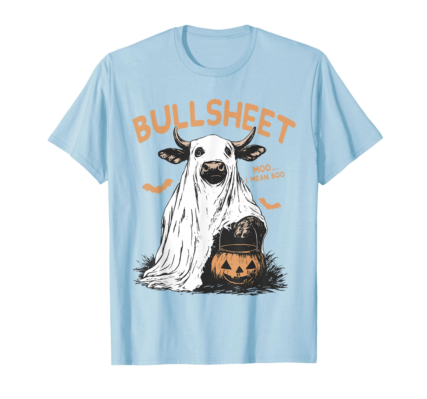 Bull Sheet Ghost Cow Jack O Lantern Halloween Spooky Season T-Shirt