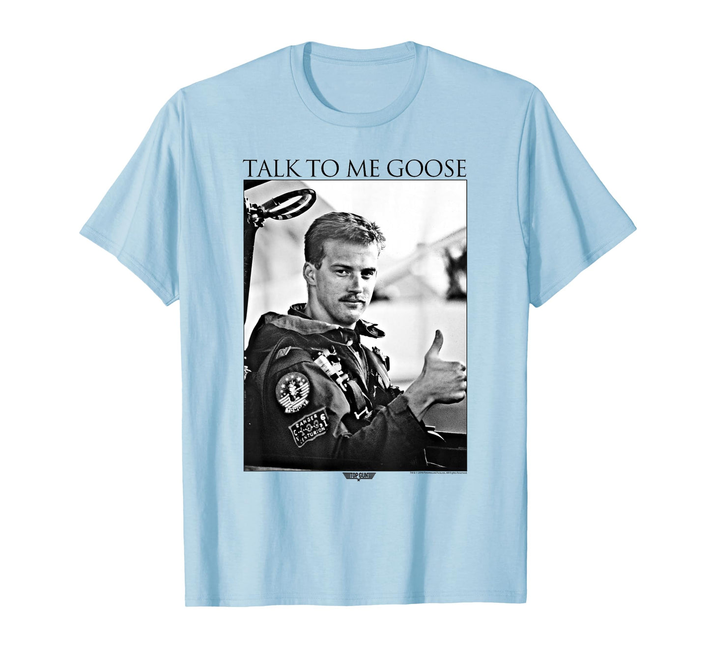 Top Gun Talk to Me Goose Black and White Photo Action Movie T-Shirt