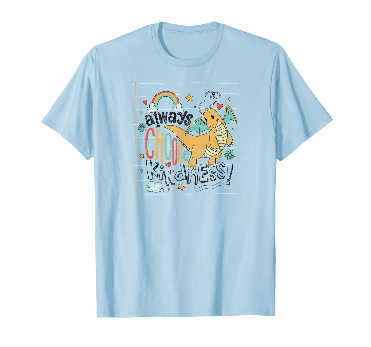 Pokémon - Dragonite Flying Always Choose Kindness Doodle T-Shirt