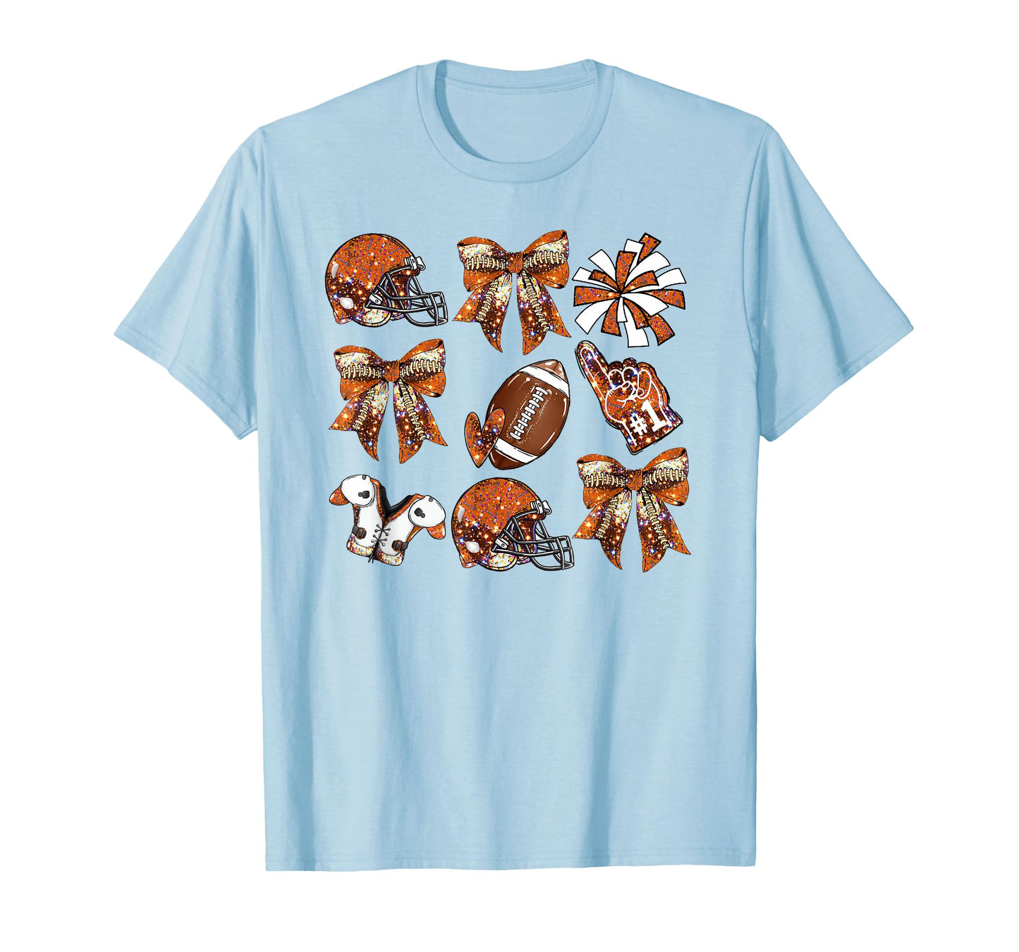 Orange Coquette Bow Football Game Day Women Girls Kids T-Shirt