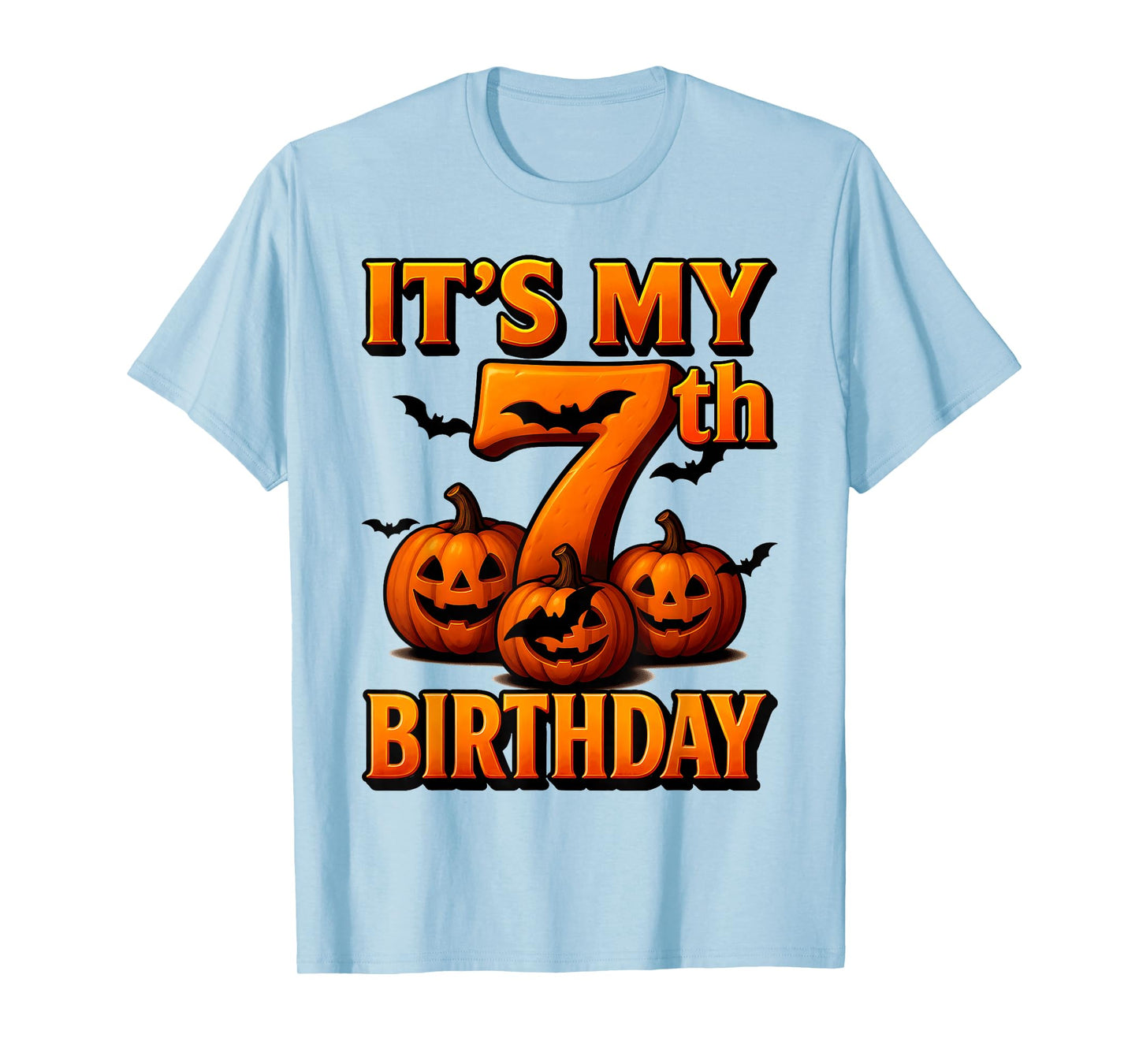It's My 7th Birthday Pumpkins 7 Years Old Halloween Day Kids T-Shirt
