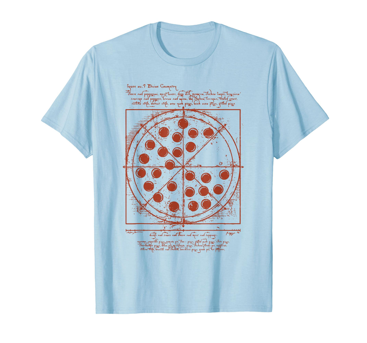 Vitruvian Pizza Tee Da Vinci Funny Movie Reference T-Shirt