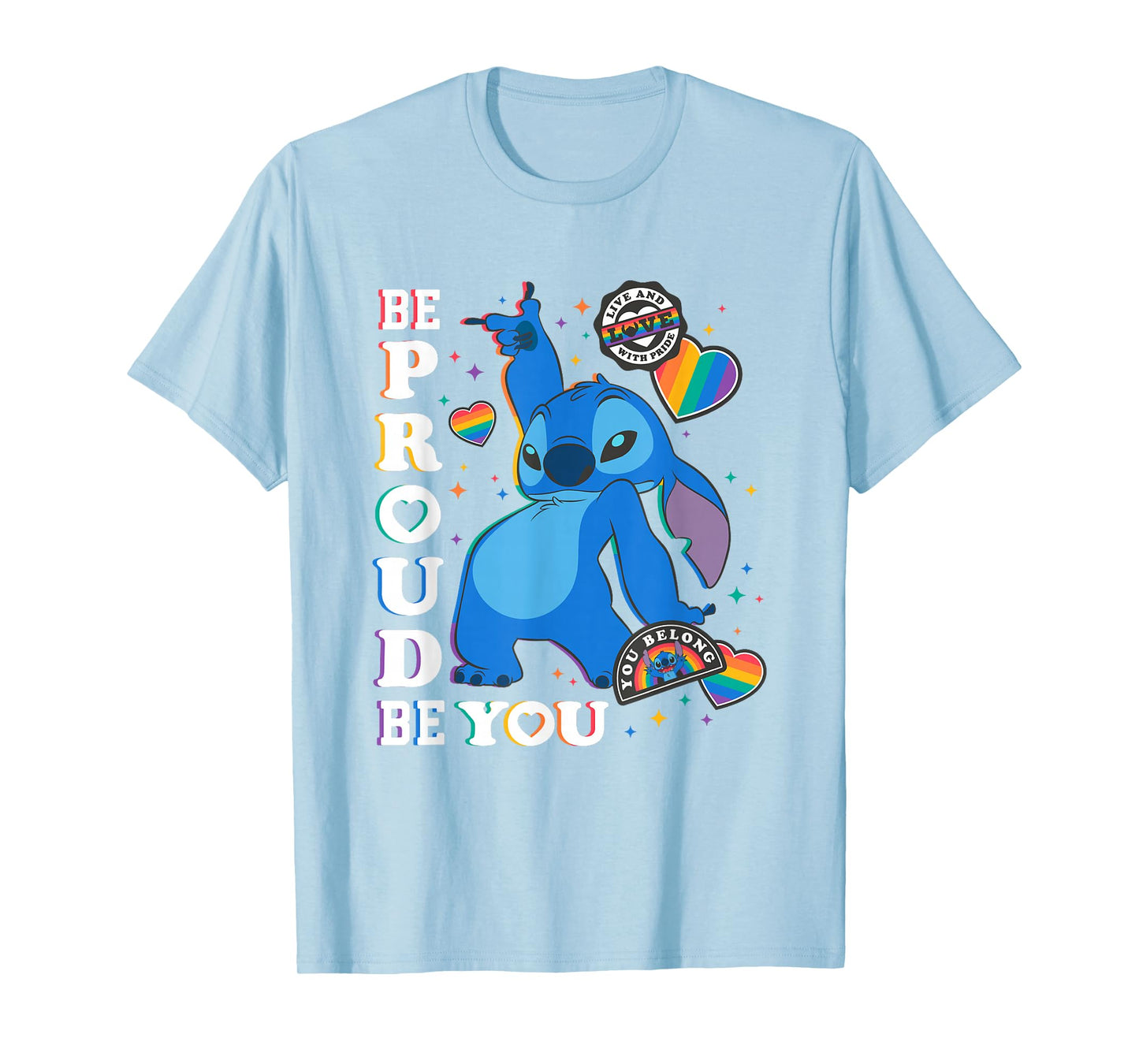 Disney Lilo & Stitch Be You Rainbow Stickers T-Shirt