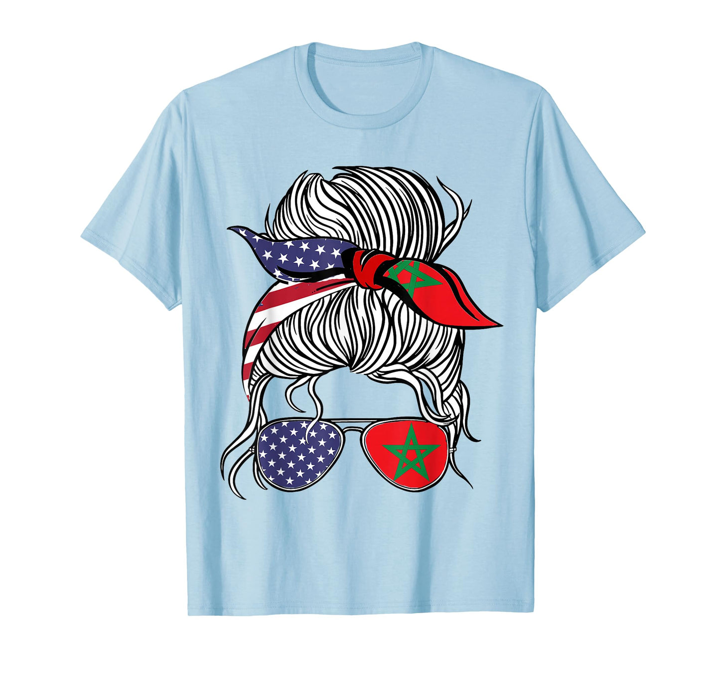 American Moroccan Patriot Flag Women Girl Morocco Grown T-Shirt
