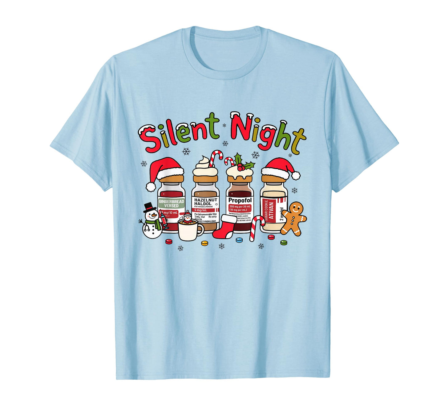Silent Night ICU Nurse Christmas Propofol Medical Nursing T-Shirt