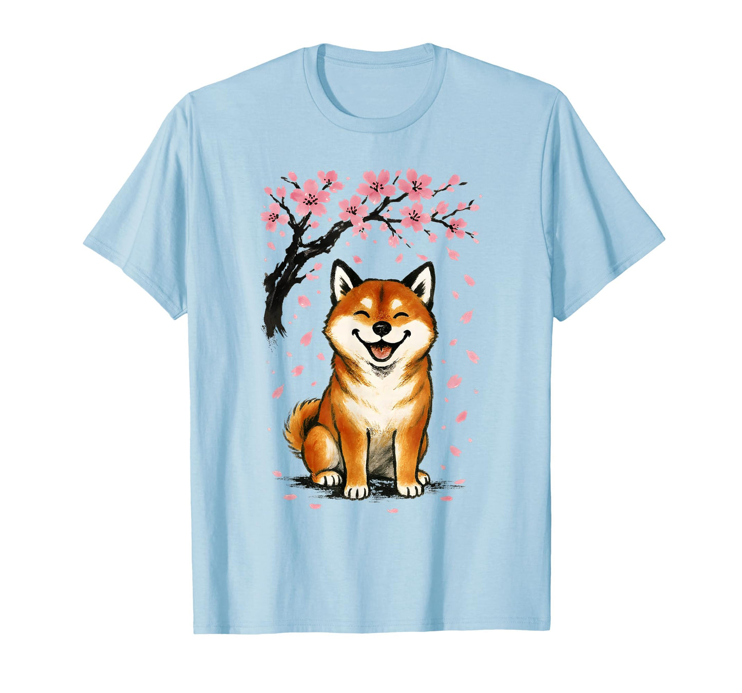Shiba Inu Dog Japanese Cherry Blossom Sakura Tree Graphic T-Shirt