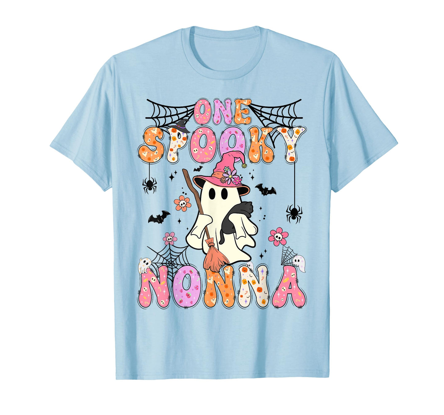 Groovy One Spooky Nonna Retro Halloween Cute Ghost T-Shirt