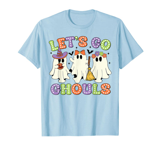 Let's Go Ghouls Scary Ghost Costume Halloween Retro Groovy T-Shirt