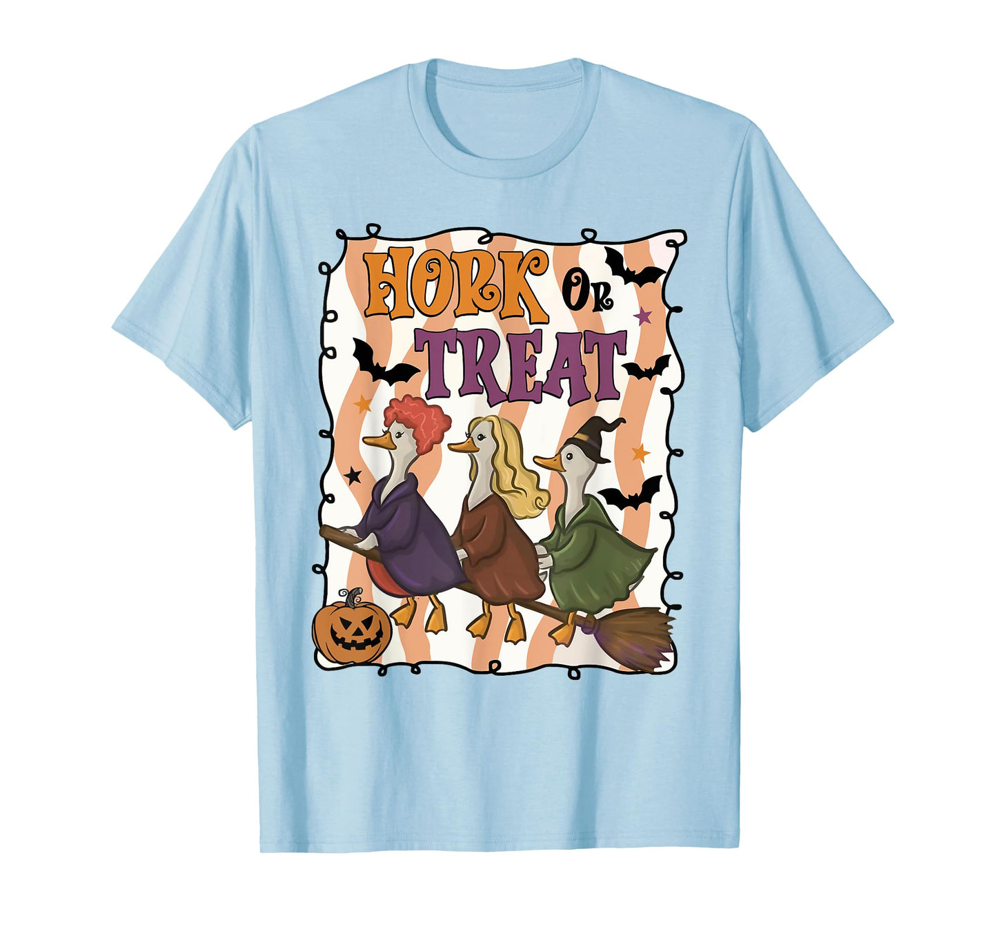 Hork Or Treat Funny Goose Witches Halloween Spooky Witch T-Shirt