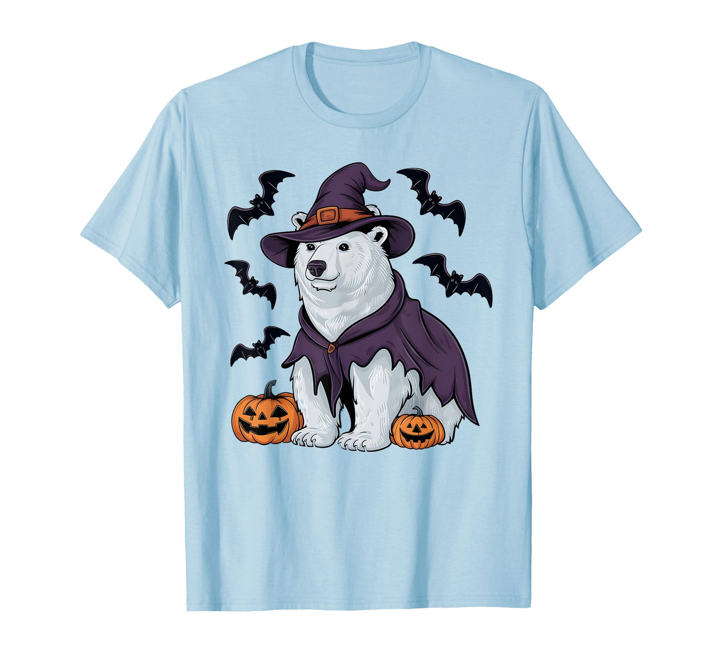Polar Bear Halloween Costume Scary Pumpkin Bat Witch T-Shirt