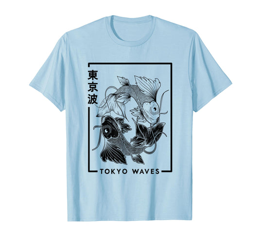 Japanese Koi Fish White Black Drawn Minimalistic Japan Art T-Shirt