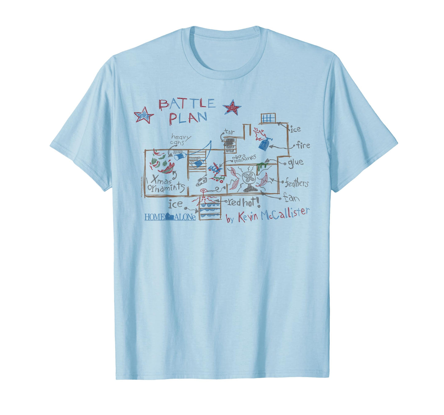Home Alone Battle Plan by Kevin McCallister Sketch T-Shirt