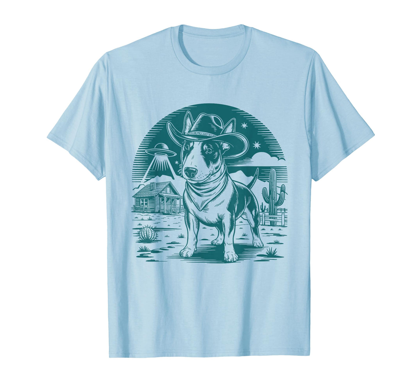 Bull Terrier Cowboy UFO Shirt Vintage Western Dog Mom Tee T-Shirt