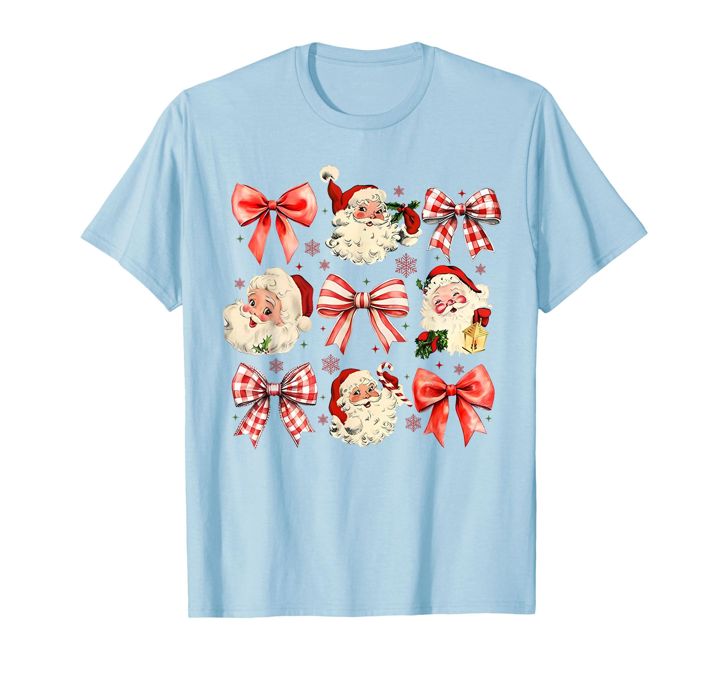 Retro Coquette Santa Red Bows Christmas For Women Girl T-Shirt