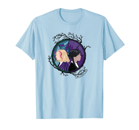Wednesday Enid Stained Glass Spider Web Silhouettes Box Up T-Shirt