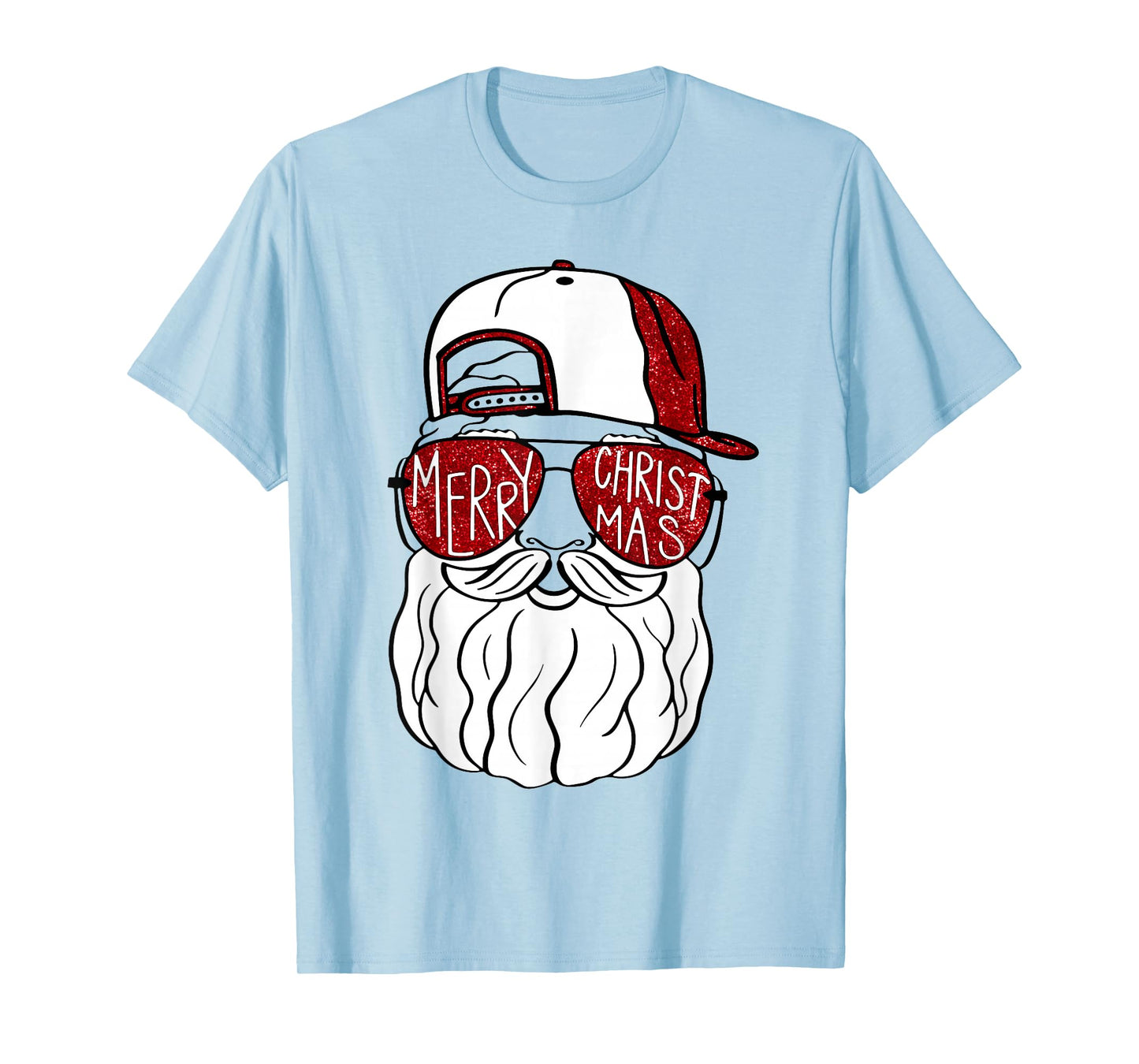 Santa Face Christmas Sunglasses Tee Xmas Family Matching T-Shirt