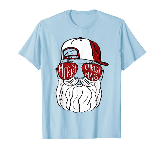 Santa Face Christmas Sunglasses Tee Xmas Family Matching T-Shirt