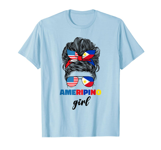 Half Filipino And American America Philippines Usa Flag Girl T-Shirt