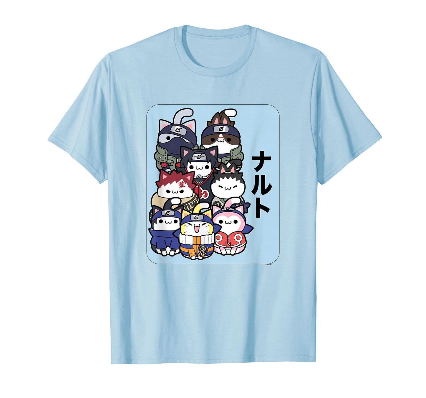 Nyaruto Cute kitties Main Characters Group Kanji Big Poster T-Shirt