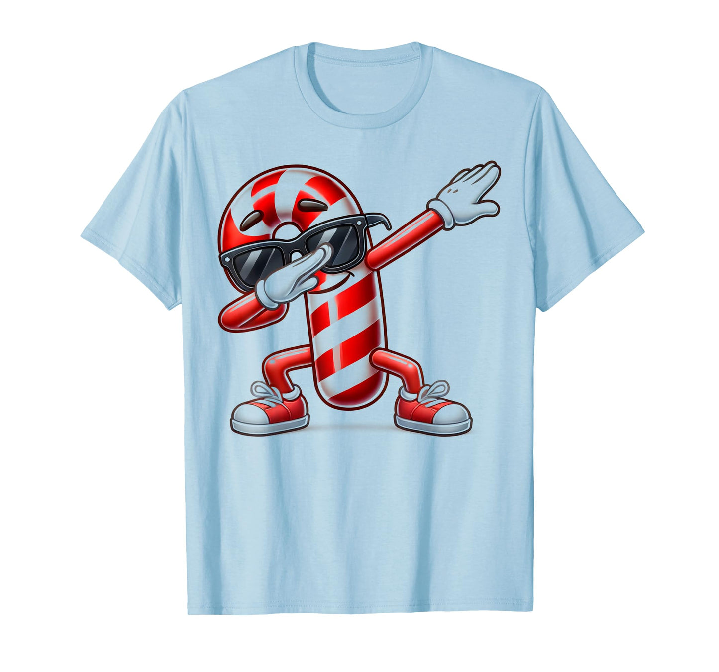 Dabbing Candy Cane Funny Christmas Graphic Tee T-Shirt
