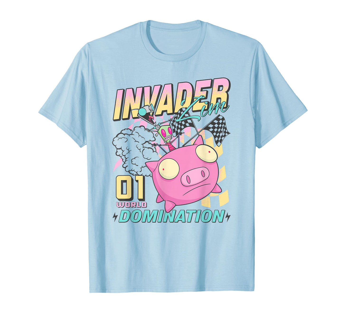 Invader Zim 01 World Domination Zim & Gir Racing Over Pig T-Shirt