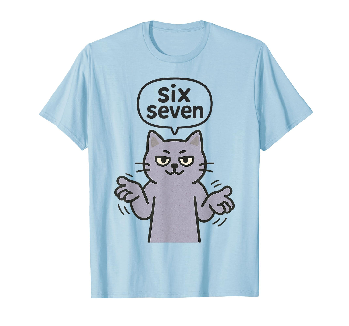67 Six Seven 6-7 Purple Cat - Funny Kid Gaming Brainrot Meme T-Shirt