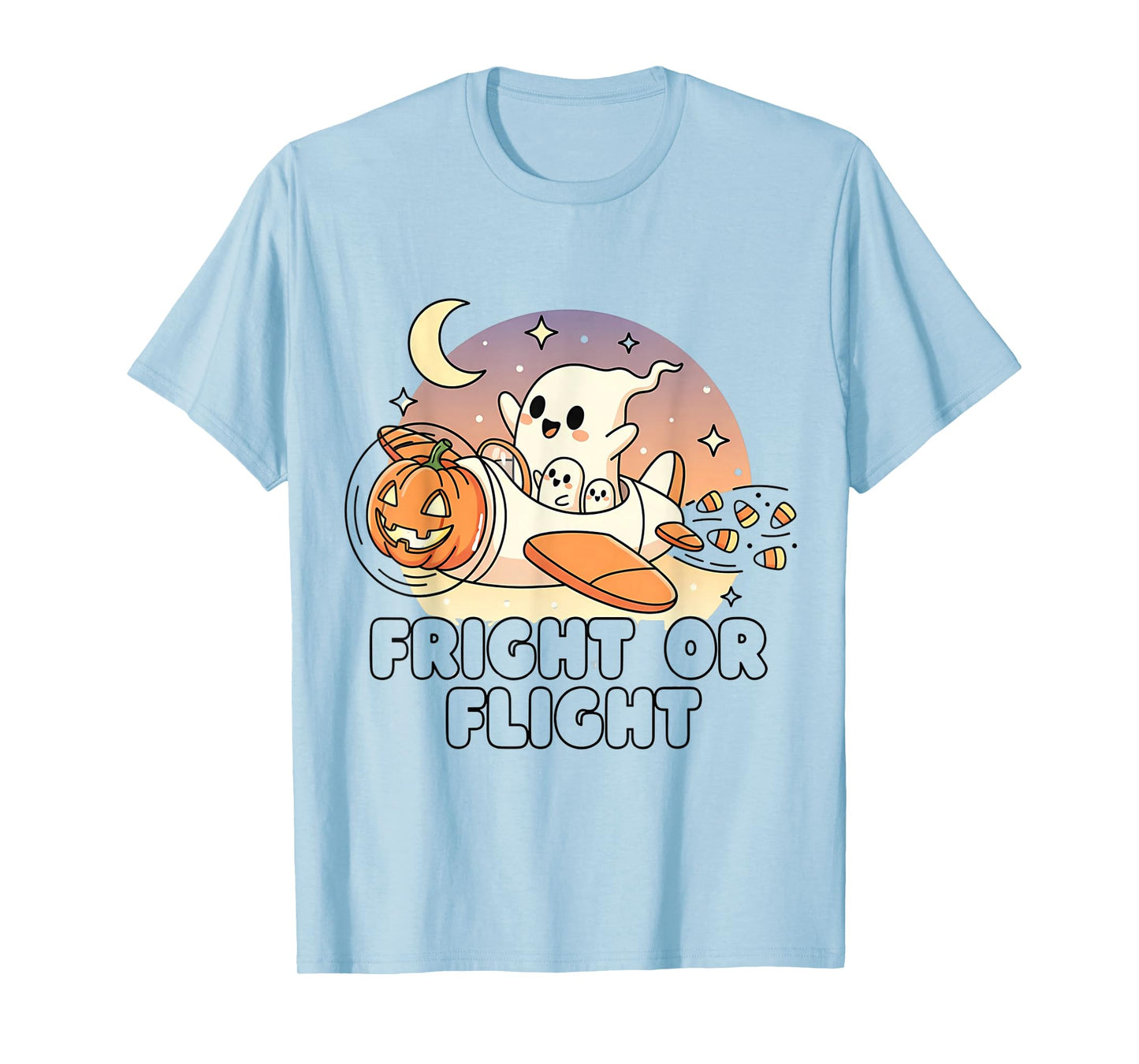 Fright or Flight Shirt Cute Ghost Airplane Halloween Tee T-Shirt
