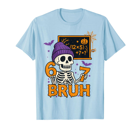 67 Teacher Halloween Skeleton Six Seven Meme Brainrot Math T-Shirt