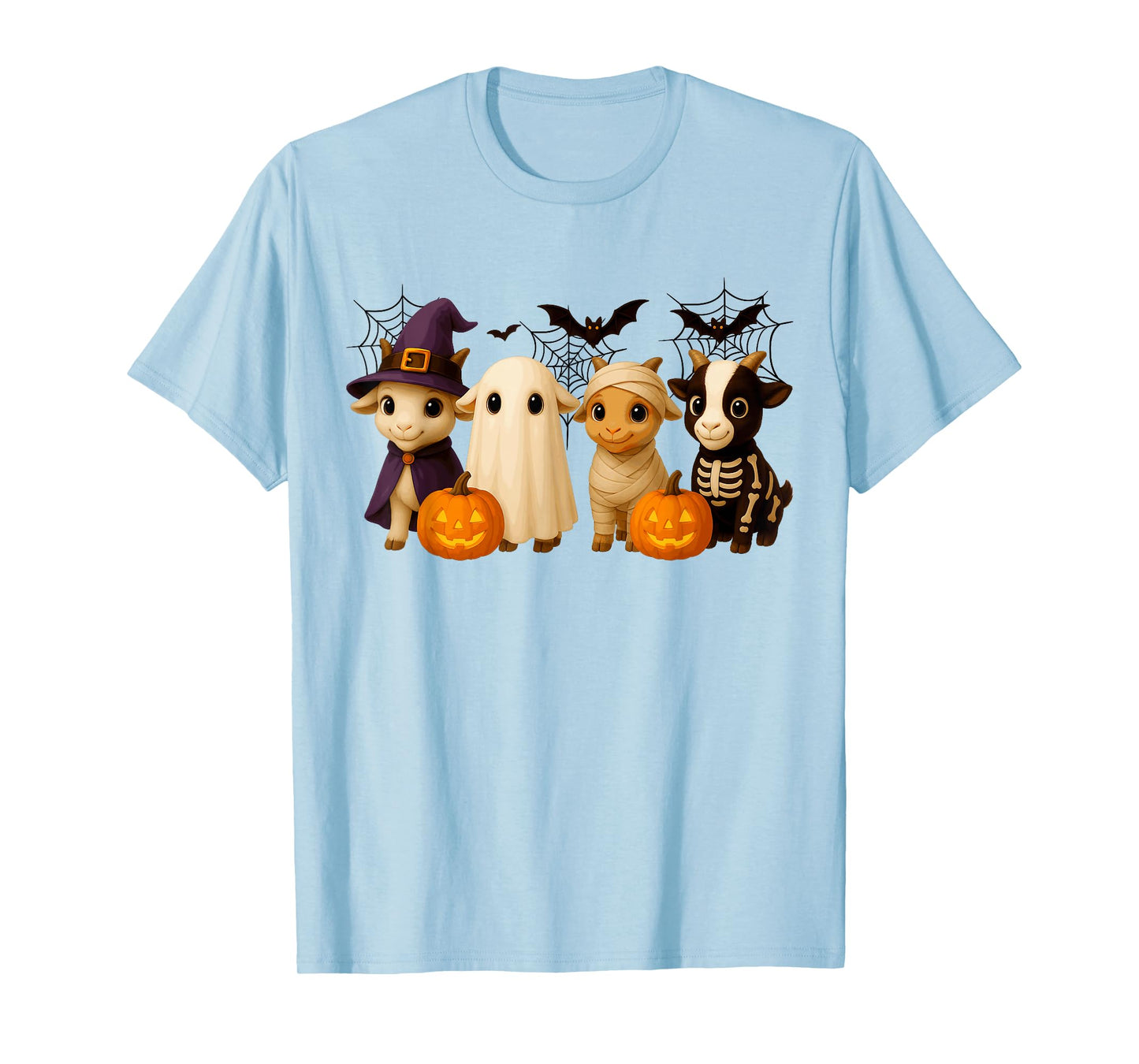 Goats in Witch Skeleton Ghost Costume Happy Halloween Day T-Shirt