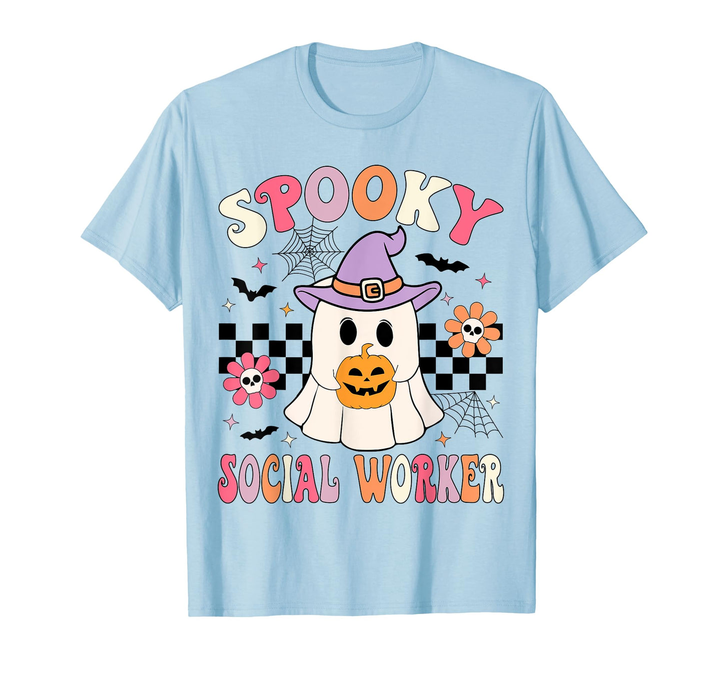 Groovy Spooky Social Worker Halloween Social Worker Ghost T-Shirt
