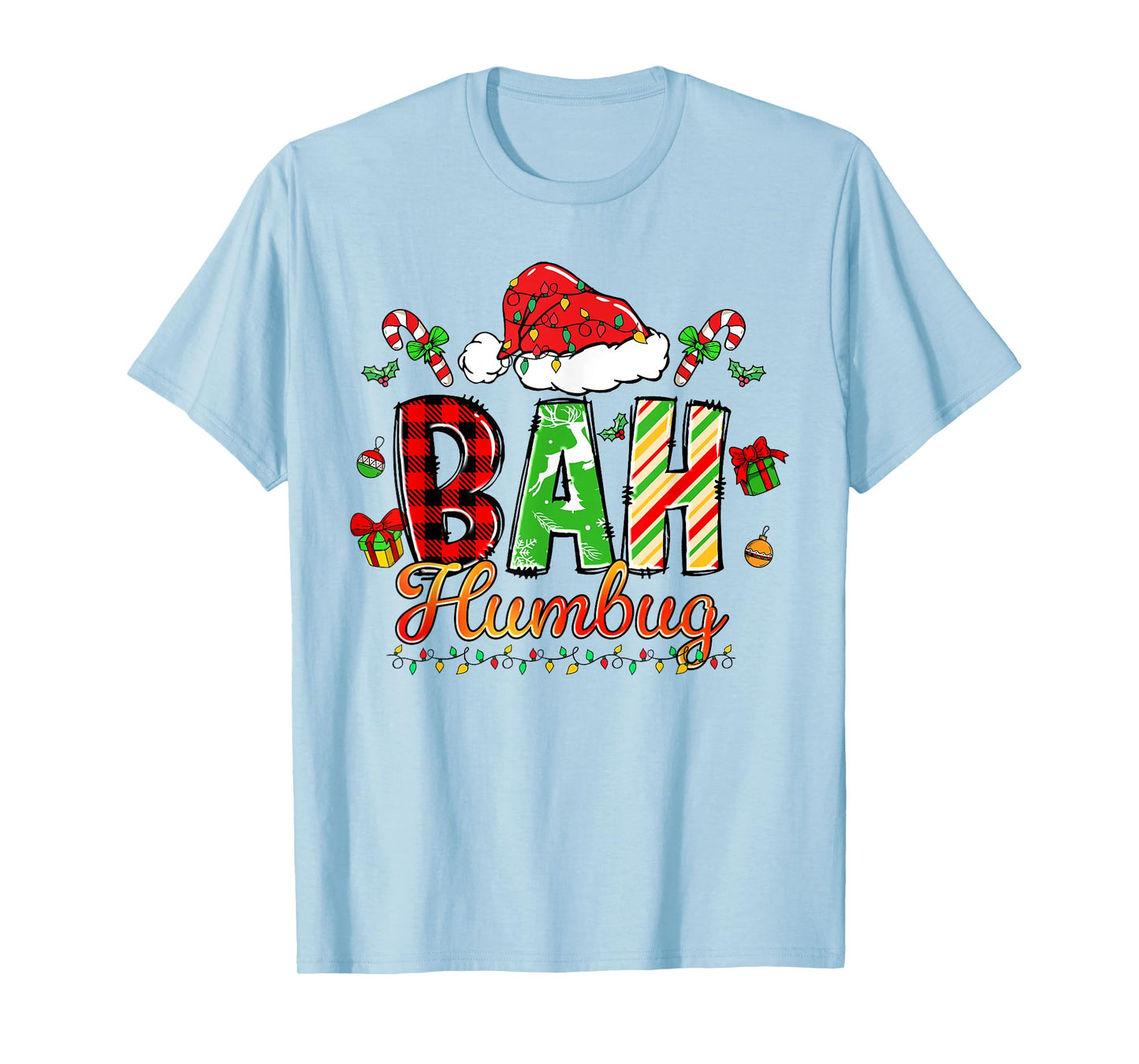 Bah Humbug Funny Sarcastic Christmas Doodle Groovy T-Shirt