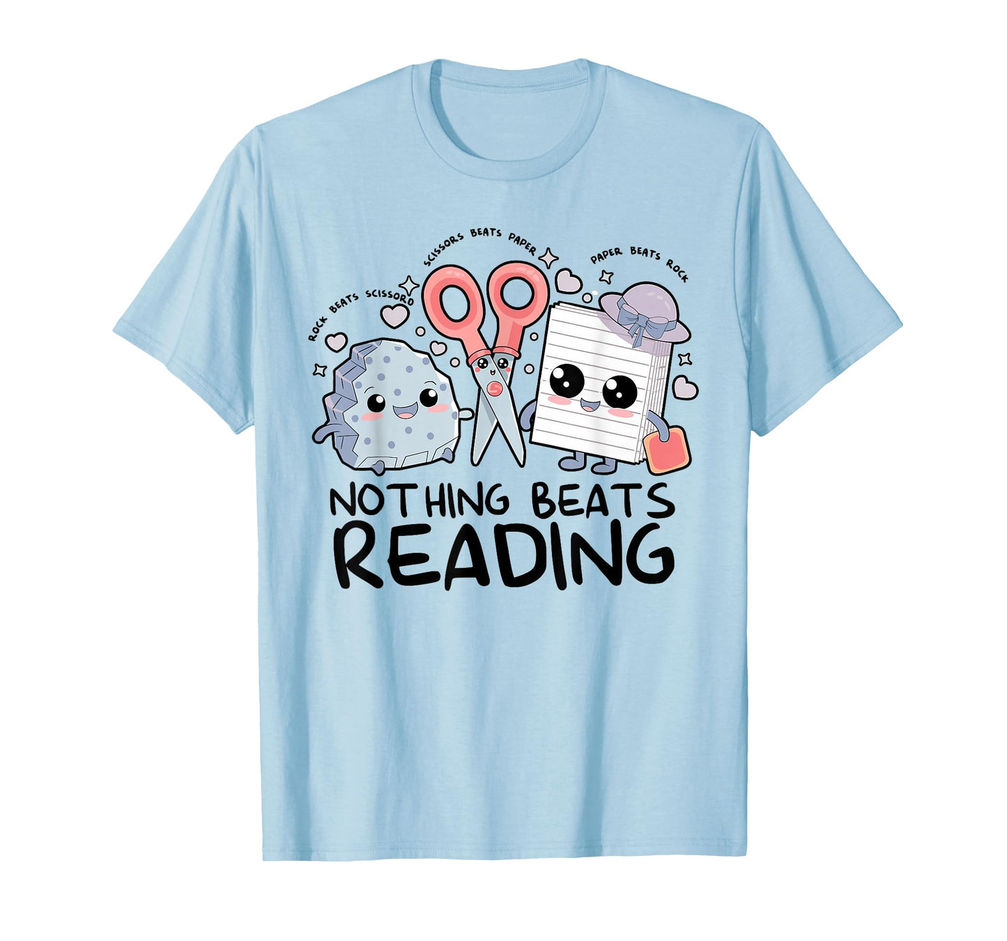 Nothing Beats Reading Rock Paper Scissors Book Lover Teacher T-Shirt