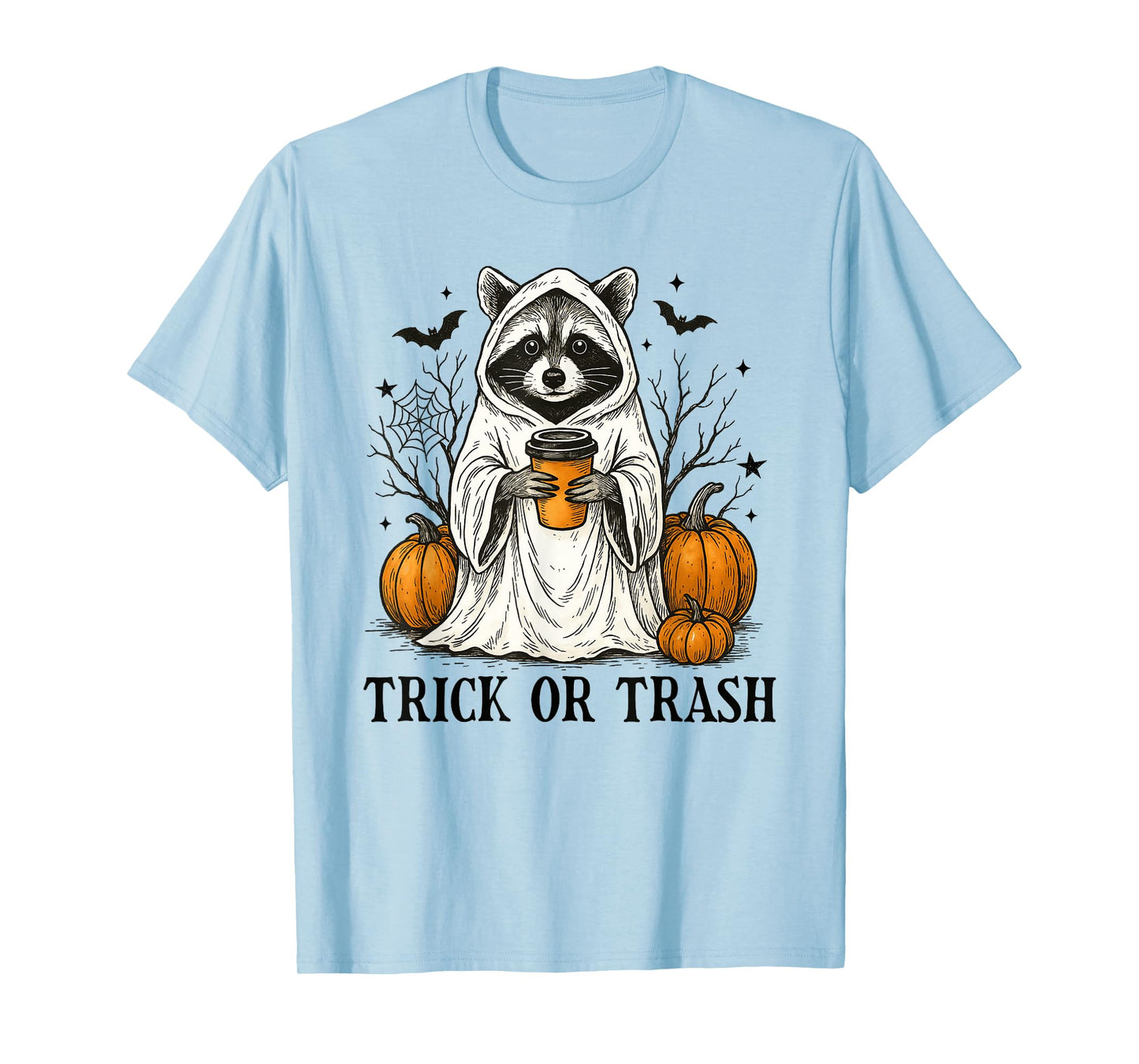 Trick Or Trash Halloween Cute Ghost Raccoon Trick Or Treat T-Shirt