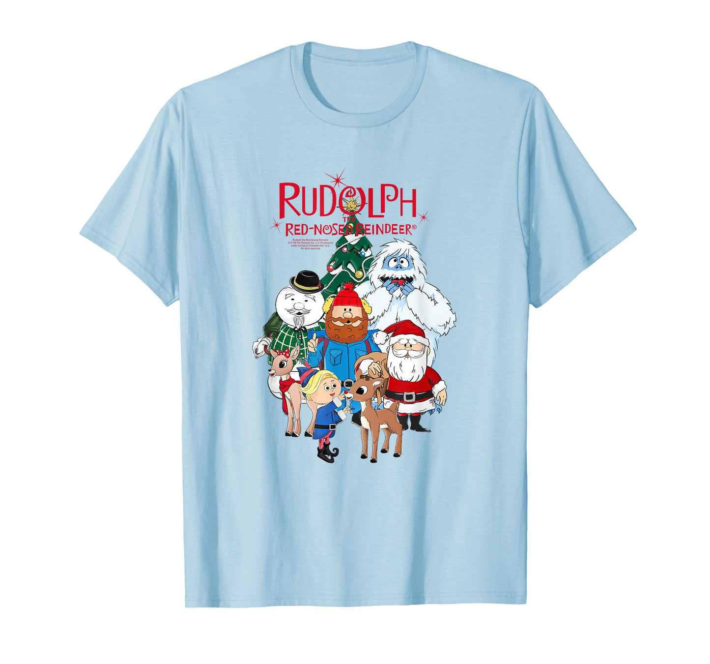 Rudolph Characters with Christmas Tree Retro Holiday T-Shirt
