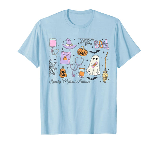 Spooky Medical Assistant Halloween Ghost MA Autumn CMA RMA T-Shirt
