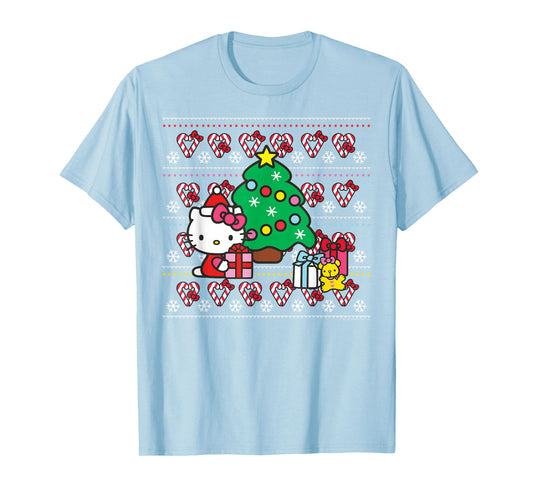 Hello Kitty Candy Cane Christmas Sweater Tee Shirt T-Shirt