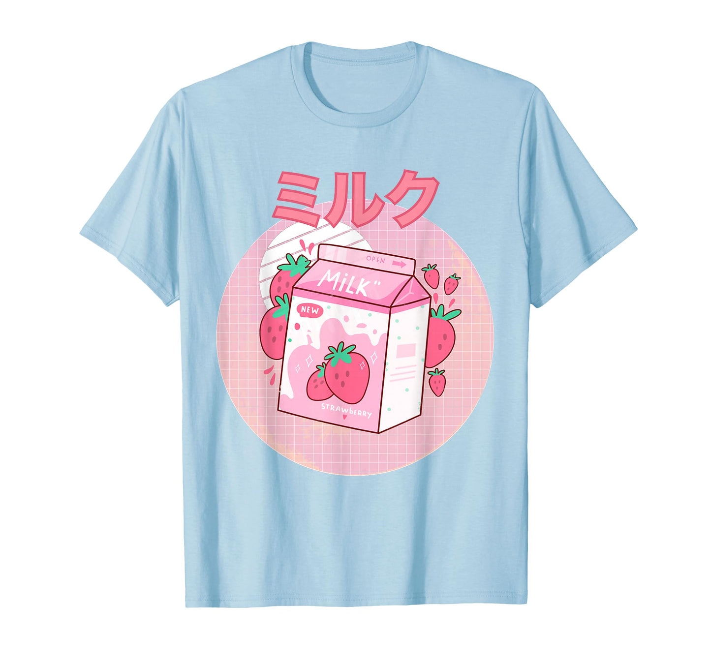 Strawberry Milkshake Carton Pink Funny Japanese Retro 90s T-Shirt