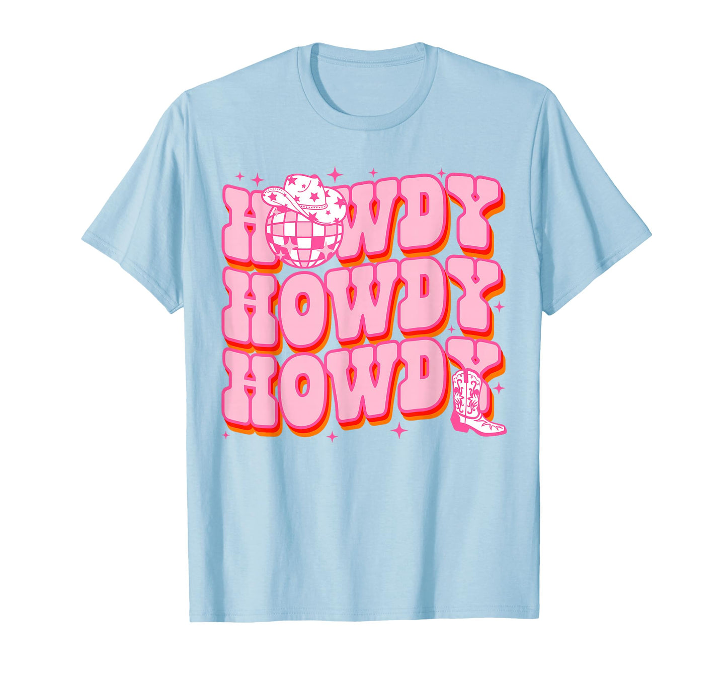 Howdy Southern Western Girl Country Rodeo Pink Disco Cowgirl T-Shirt