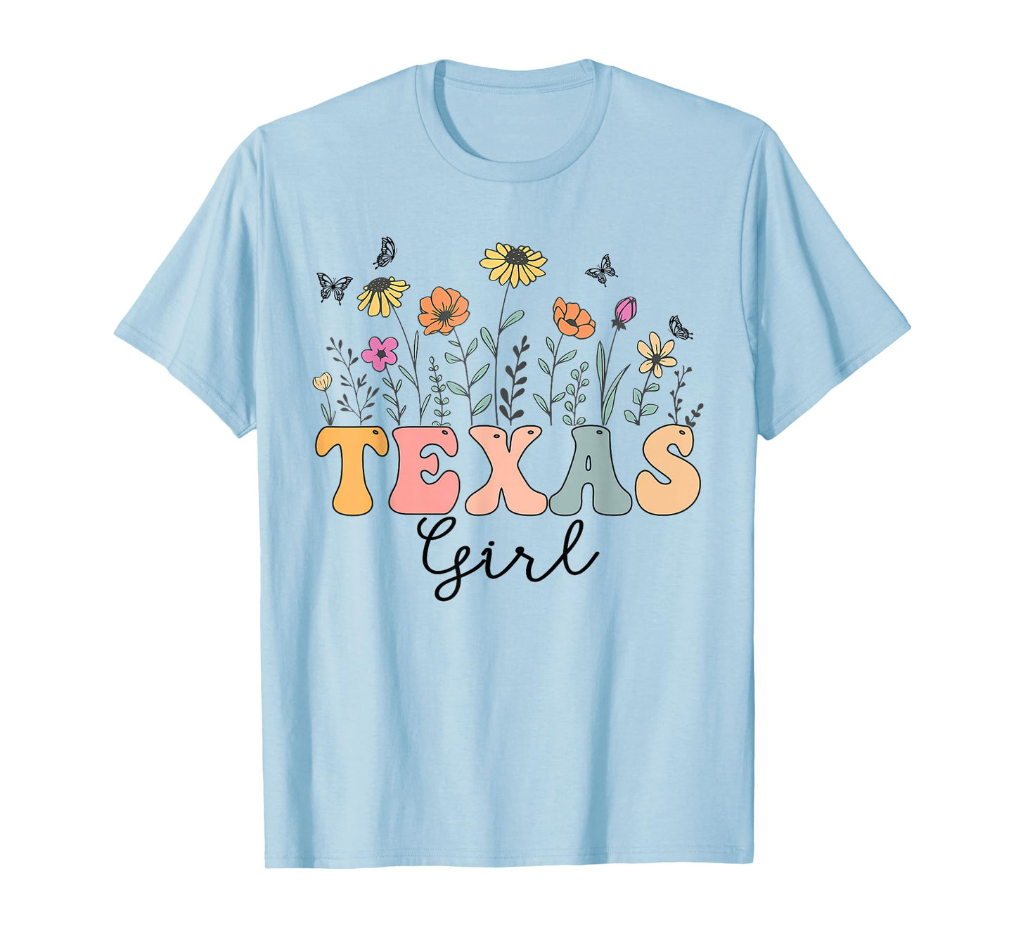 Texas Girl Wildflower Groovy Texas Lover T-Shirt