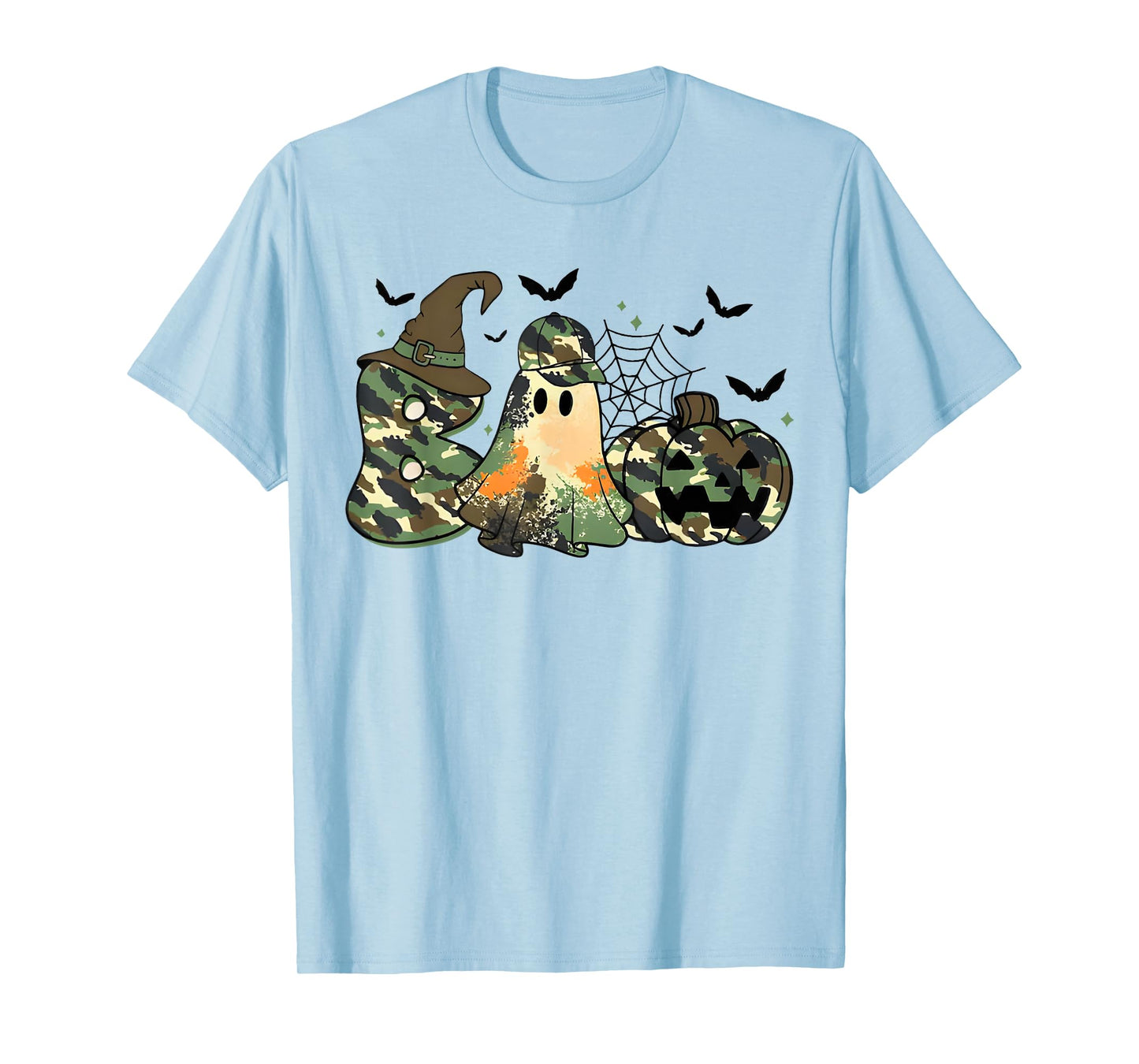 Retro Camo Boo Ghost Coquette Camouflage Ghost Halloween T-Shirt