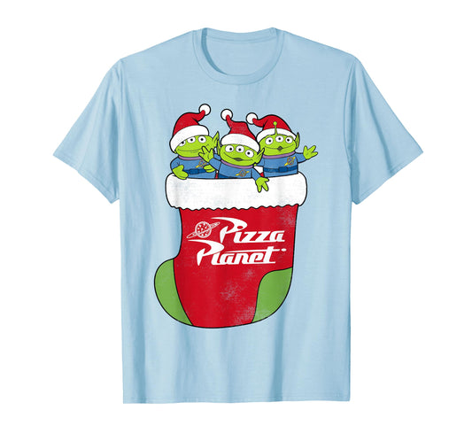 Disney Pixar Toy Story Pizza Planet Aliens In Stocking T-Shirt