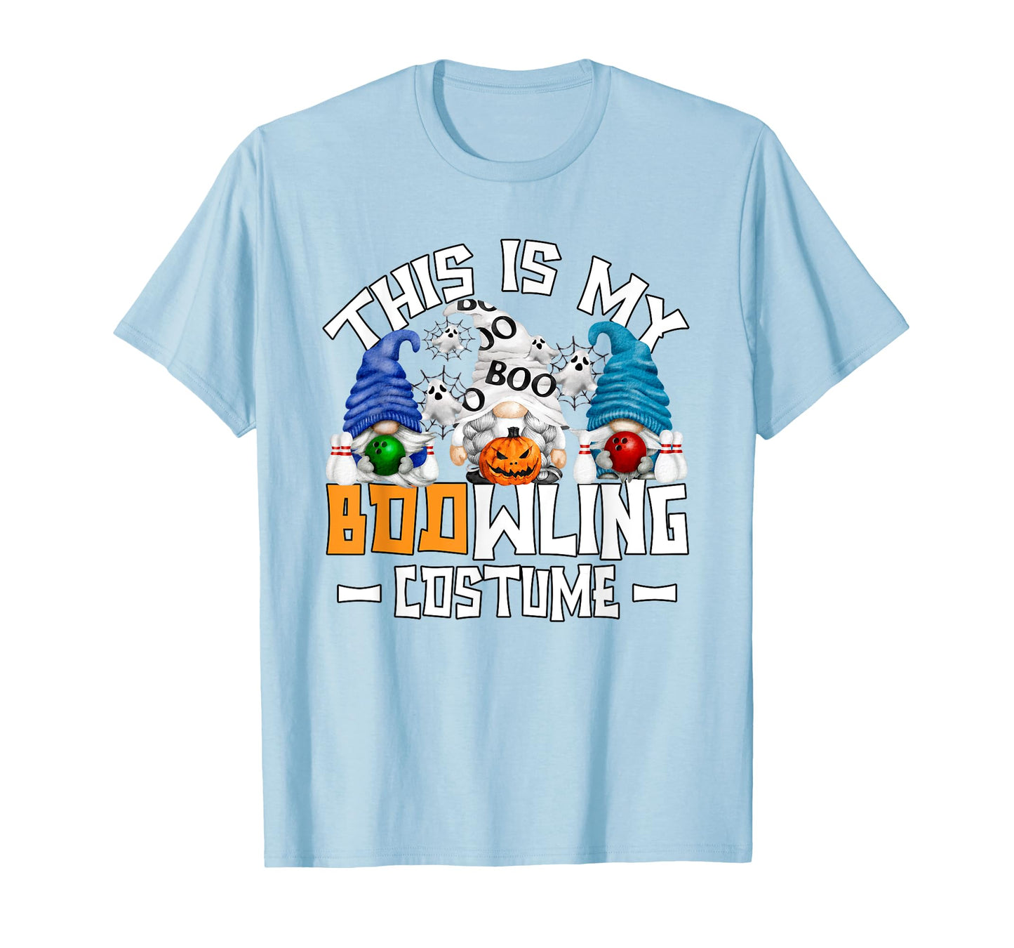 Halloween Bowling Gnome For Women Funny Boo Ghost Bowler T-Shirt