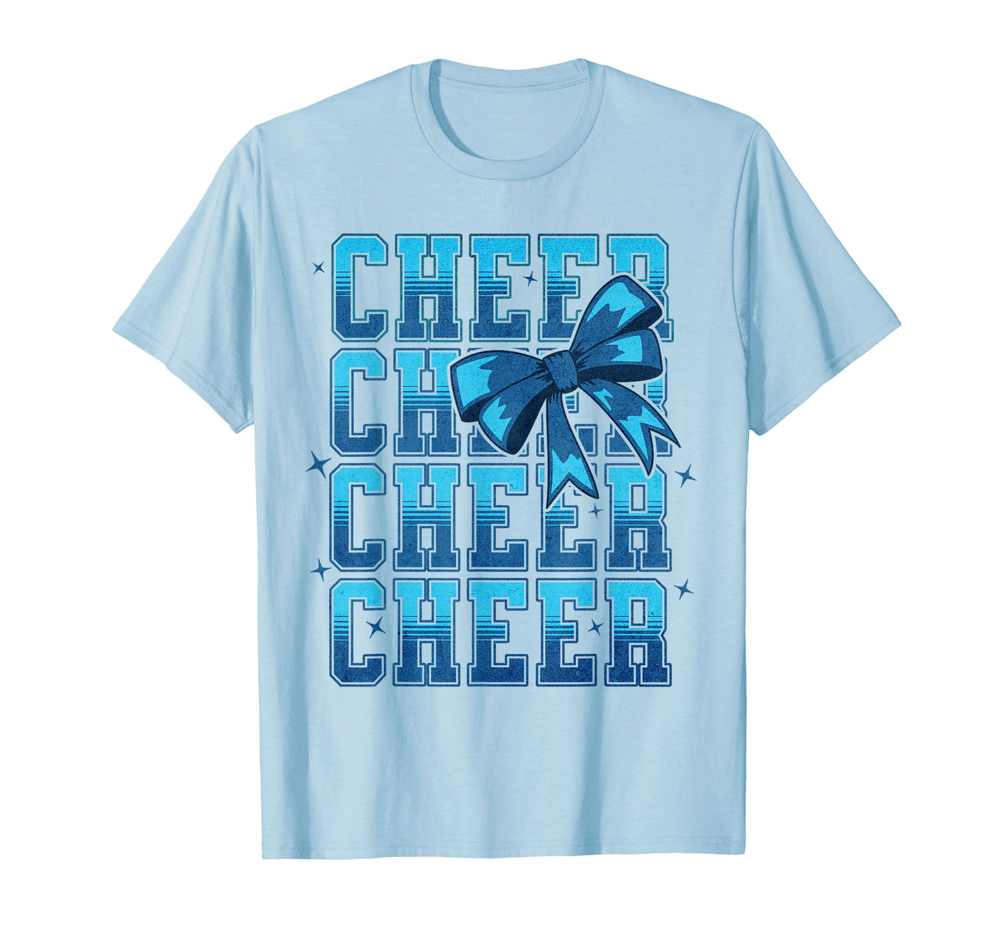 Coquette Cheer Bow Cheerleading Team Spirit Sport Blue T-Shirt