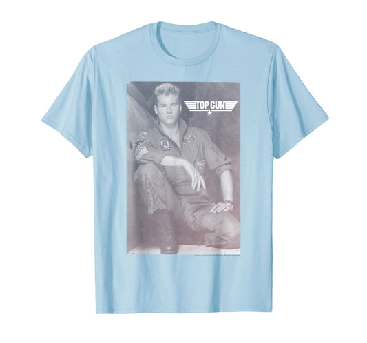 Top Gun Lt. Tom 'Iceman' Kazansky Black & White Poster T-Shirt